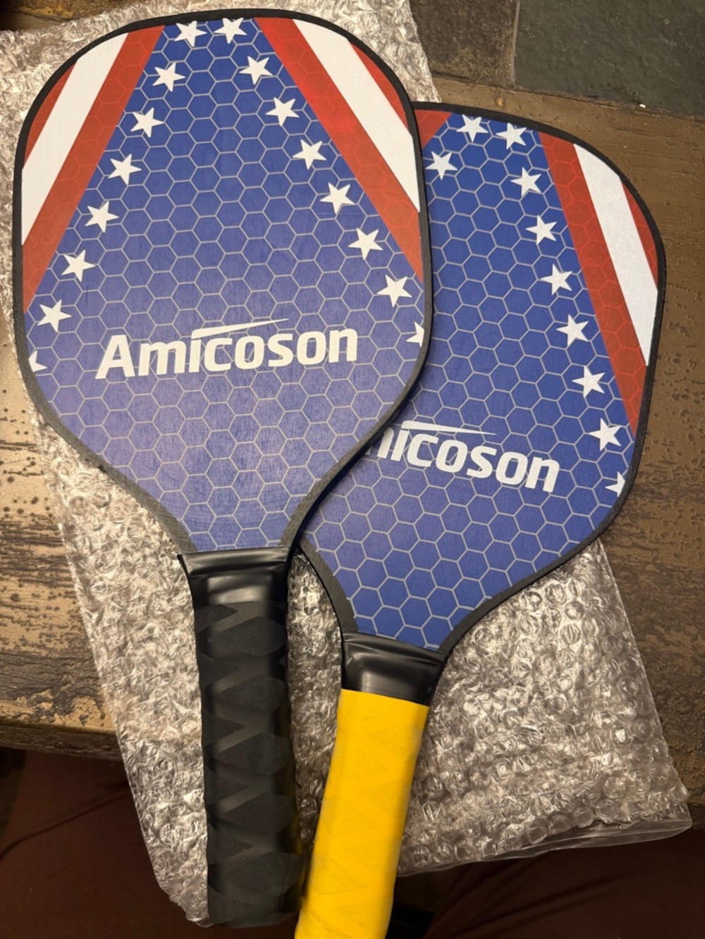Blue American-Flag Pickleball Paddles - Pair
